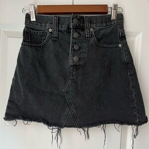 Madewell Black Rigid Denim A-Line Mini Skirt